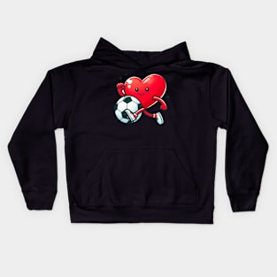 Valentine's Day Heart Soccer Player Team Sports Kids Hoodie